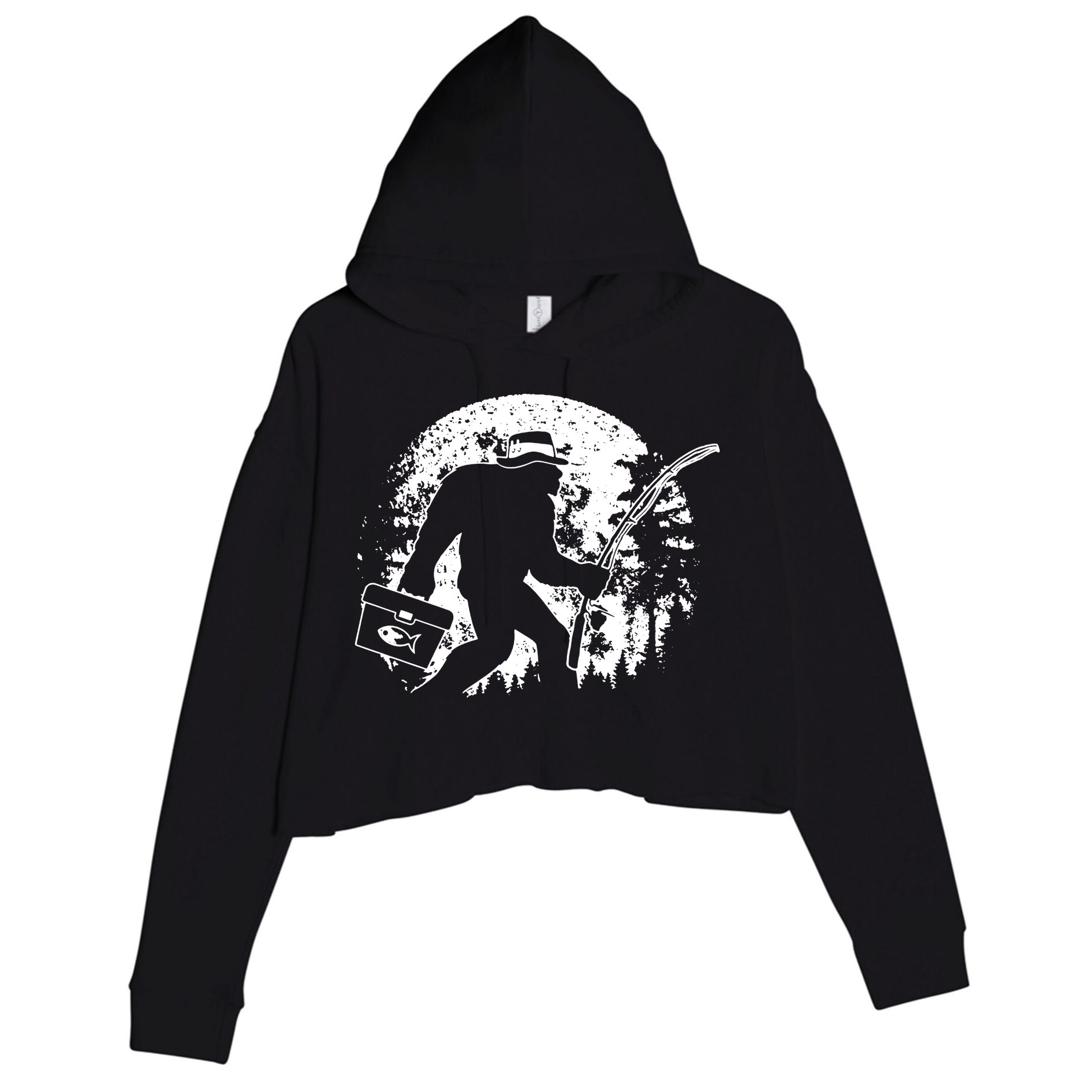 Vintage Big Foot Fishing Crop Fleece Hoodie