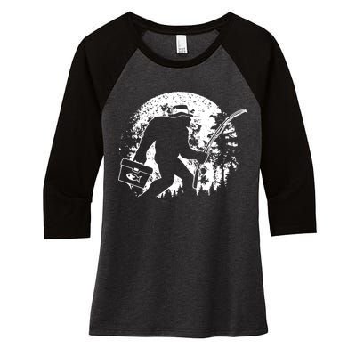 Vintage Big Foot Fishing Women's Tri-Blend 3/4-Sleeve Raglan Shirt