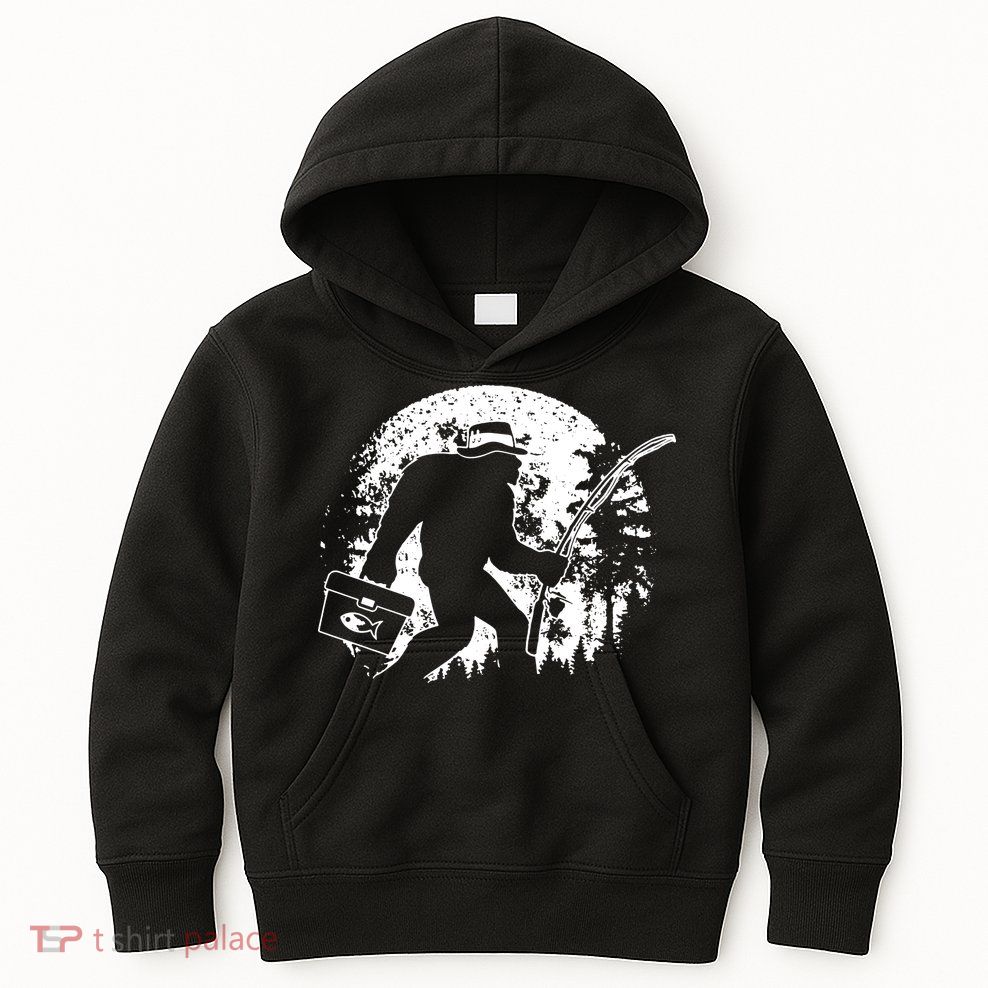 Vintage Big Foot Fishing Kids Hoodie