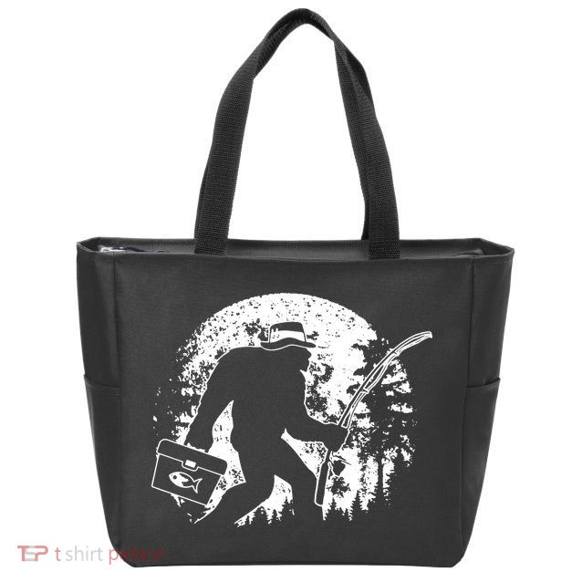 Vintage Big Foot Fishing Zip Tote Bag