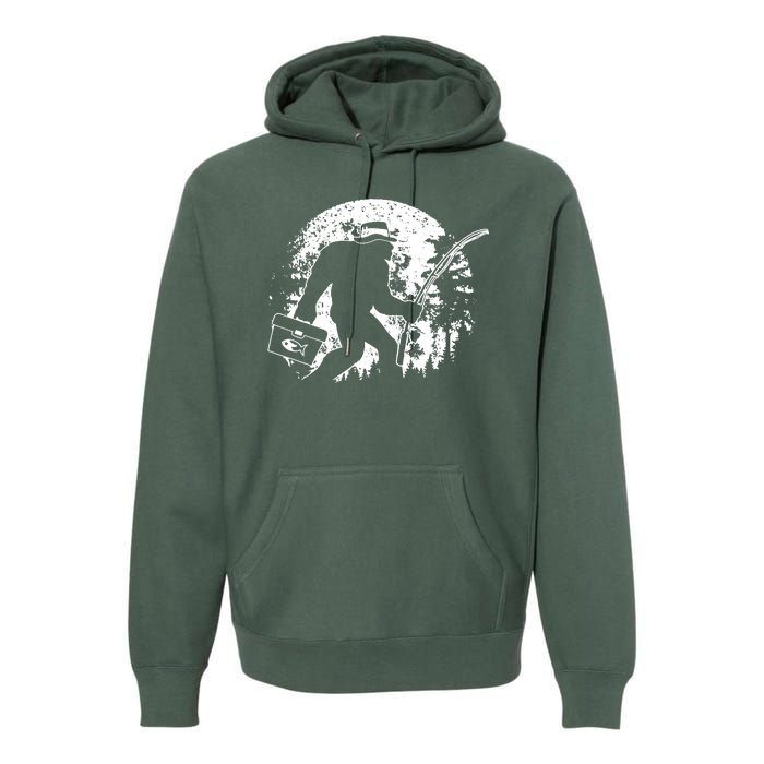 Vintage Big Foot Fishing Premium Hoodie