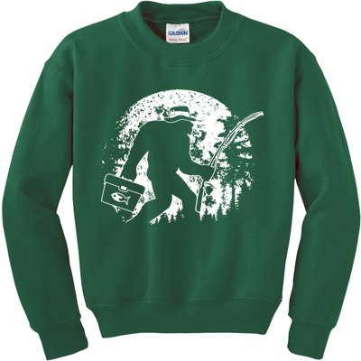 Vintage Big Foot Fishing Kids Sweatshirt