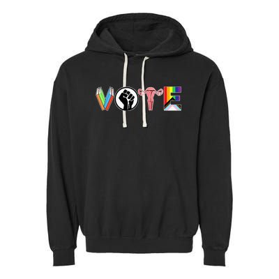 Vote Books Fist Ovaries Lgtbq Garment-Dyed Fleece Hoodie