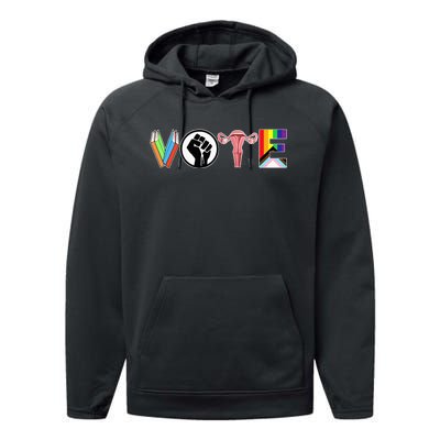 Vote Books Fist Ovaries Lgtbq Performance Fleece Hoodie