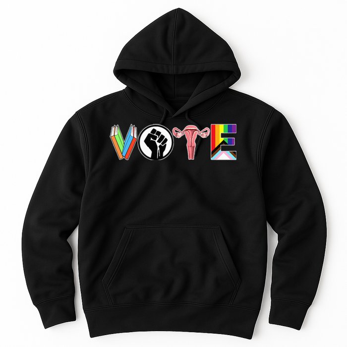 Vote Books Fist Ovaries Lgtbq Hoodie