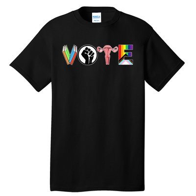 Vote Books Fist Ovaries Lgtbq Tall T-Shirt