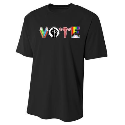 Vote Books Fist Ovaries Lgtbq Performance Sprint T-Shirt