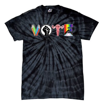 Vote Books Fist Ovaries Lgtbq Tie-Dye T-Shirt