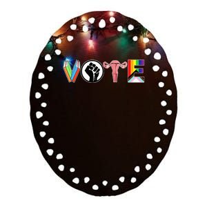 Vote Books Fist Ovaries Lgtbq Ceramic Oval Ornament