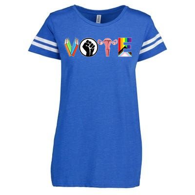 Vote Books Fist Ovaries Lgtbq Enza Ladies Jersey Football T-Shirt