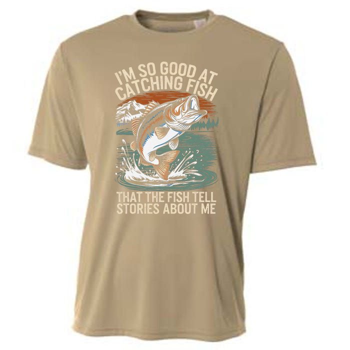 Vintage Bass Fishing Angler Funny Fisherman Catching Fish Cooling Performance Crew T-Shirt