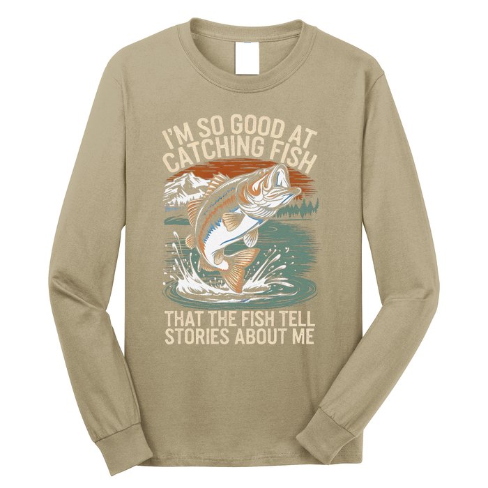 Vintage Bass Fishing Angler Funny Fisherman Catching Fish Long Sleeve Shirt