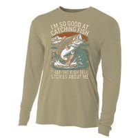 Vintage Bass Fishing Angler Funny Fisherman Catching Fish Cooling Performance Long Sleeve Crew