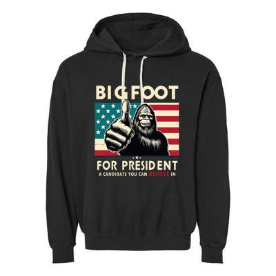 Vote Bigfoot For President 2024 Funny Election Garment-Dyed Fleece Hoodie