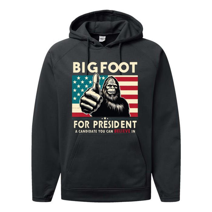 Vote Bigfoot For President 2024 Funny Election Performance Fleece Hoodie