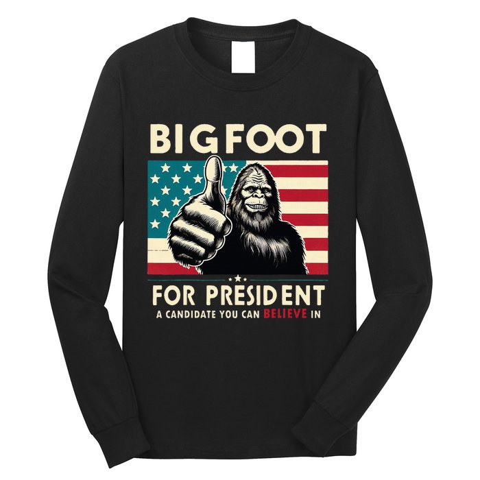 Vote Bigfoot For President 2024 Funny Election Long Sleeve Shirt