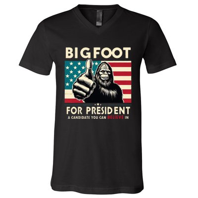 Vote Bigfoot For President 2024 Funny Election V-Neck T-Shirt