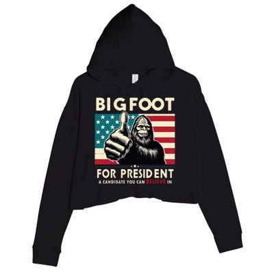 Vote Bigfoot For President 2024 Funny Election Crop Fleece Hoodie