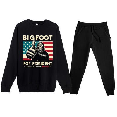 Vote Bigfoot For President 2024 Funny Election Premium Crewneck Sweatsuit Set