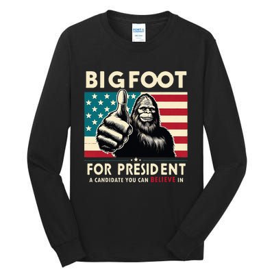 Vote Bigfoot For President 2024 Funny Election Tall Long Sleeve T-Shirt