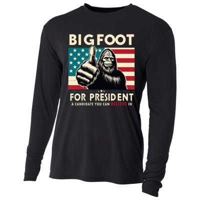 Vote Bigfoot For President 2024 Funny Election Cooling Performance Long Sleeve Crew