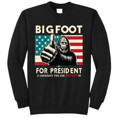 Vote Bigfoot For President 2024 Funny Election Tall Sweatshirt