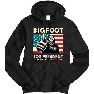 Vote Bigfoot For President 2024 Funny Election Tie Dye Hoodie