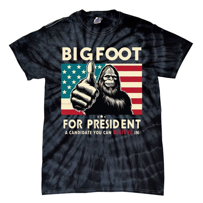 Vote Bigfoot For President 2024 Funny Election Tie-Dye T-Shirt