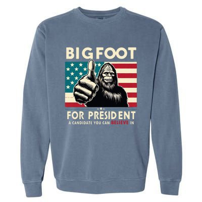 Vote Bigfoot For President 2024 Funny Election Garment-Dyed Sweatshirt