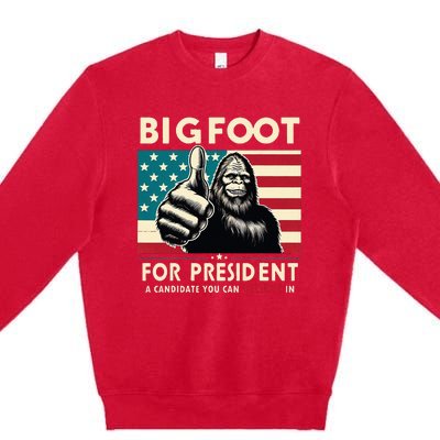 Vote Bigfoot For President 2024 Funny Election Premium Crewneck Sweatshirt