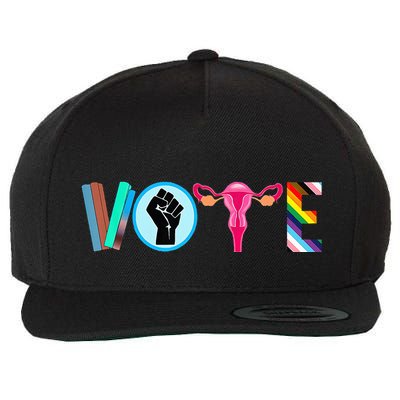 Vote Books Fist Ovaries Lgtbq Wool Snapback Cap