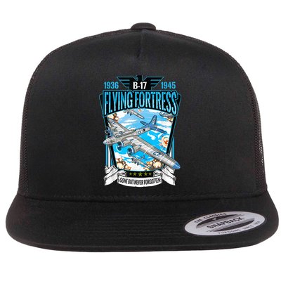 Vintage B17 Flying Fortress WW2 Heavy Bomber Aviator Flat Bill Trucker Hat