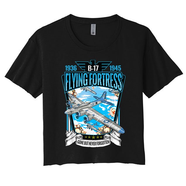 Vintage B17 Flying Fortress WW2 Heavy Bomber Aviator Crop Top