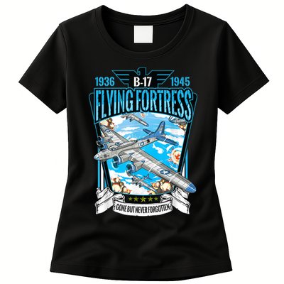 Vintage B17 Flying Fortress WW2 Heavy Bomber Aviator Womens T-Shirt