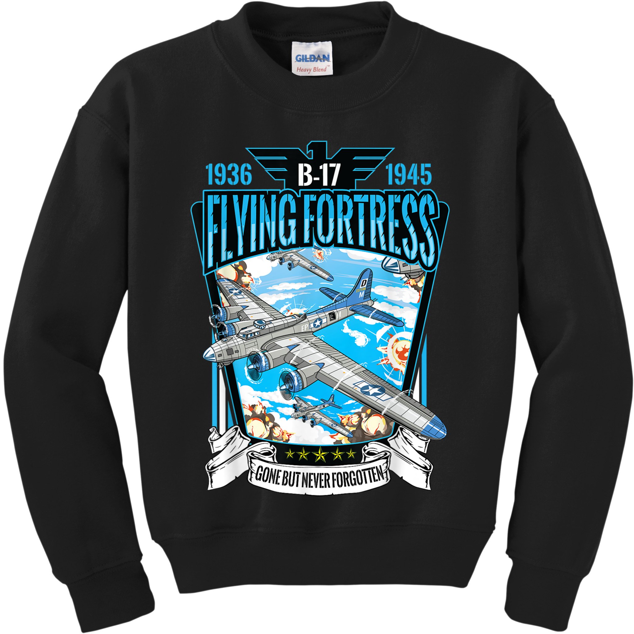 Vintage B17 Flying Fortress WW2 Heavy Bomber Aviator Kids Sweatshirt