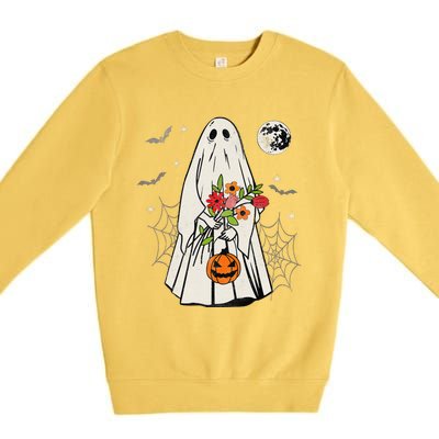 Vintage Boo Floral Jack O Lantern Ghost Halloween Costumes Premium Crewneck Sweatshirt