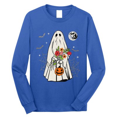 Vintage Boo Floral Jack O Lantern Ghost Halloween Costumes Long Sleeve Shirt