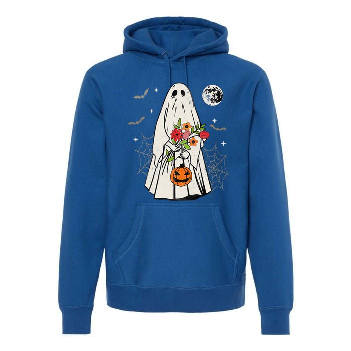 Vintage Boo Floral Jack O Lantern Ghost Halloween Costumes Premium Hoodie