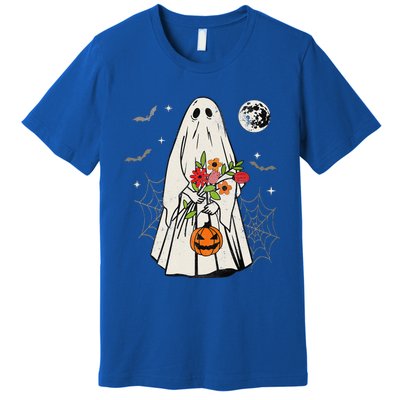 Vintage Boo Floral Jack O Lantern Ghost Halloween Costumes Premium T-Shirt