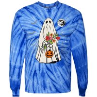 Vintage Boo Floral Jack O Lantern Ghost Halloween Costumes Tie-Dye Long Sleeve Shirt