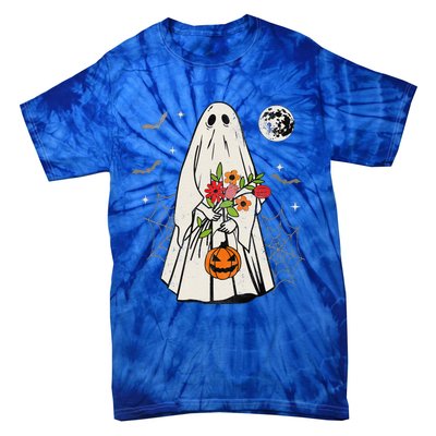 Vintage Boo Floral Jack O Lantern Ghost Halloween Costumes Tie-Dye T-Shirt