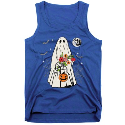 Vintage Boo Floral Jack O Lantern Ghost Halloween Costumes Tank Top