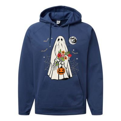 Vintage Boo Floral Jack O Lantern Ghost Halloween Costumes Performance Fleece Hoodie