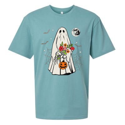 Vintage Boo Floral Jack O Lantern Ghost Halloween Costumes Sueded Cloud Jersey T-Shirt