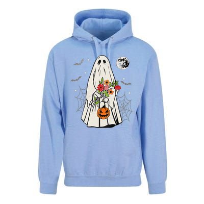 Vintage Boo Floral Jack O Lantern Ghost Halloween Costumes Unisex Surf Hoodie