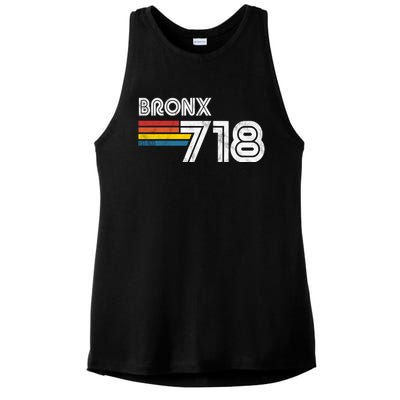 Vintage Bronx Funny Gift Proud 718 New York City State Gift Ladies PosiCharge Tri-Blend Wicking Tank