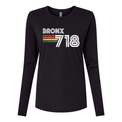 Vintage Bronx Funny Gift Proud 718 New York City State Gift Womens Cotton Relaxed Long Sleeve T-Shirt