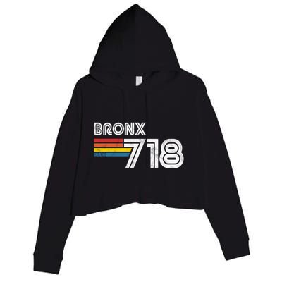 Vintage Bronx Funny Gift Proud 718 New York City State Gift Crop Fleece Hoodie