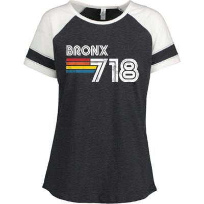 Vintage Bronx Funny Gift Proud 718 New York City State Gift Enza Ladies Jersey Colorblock Tee