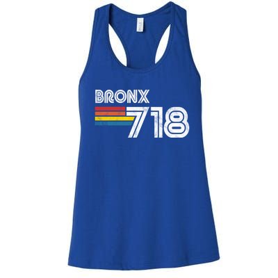 Vintage Bronx Funny Gift Proud 718 New York City State Gift Women's Racerback Tank